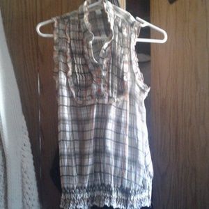 Semi sheer plaid tank top
